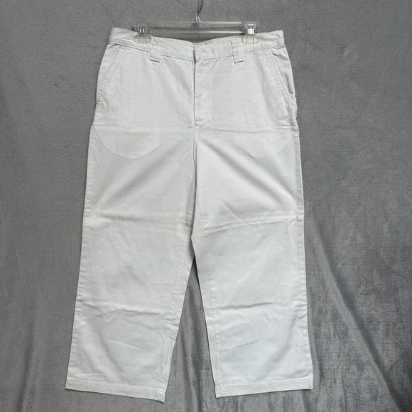 Calvin Klein Jeans Jeans Womens 10 White Cropped Regiment Twill Relaxed Fit - Picture 1 of 16